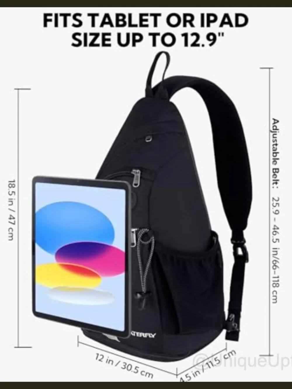 WATERFLY Large Sling Bag Crossbody Backpack Chest Pack Adjustable Water